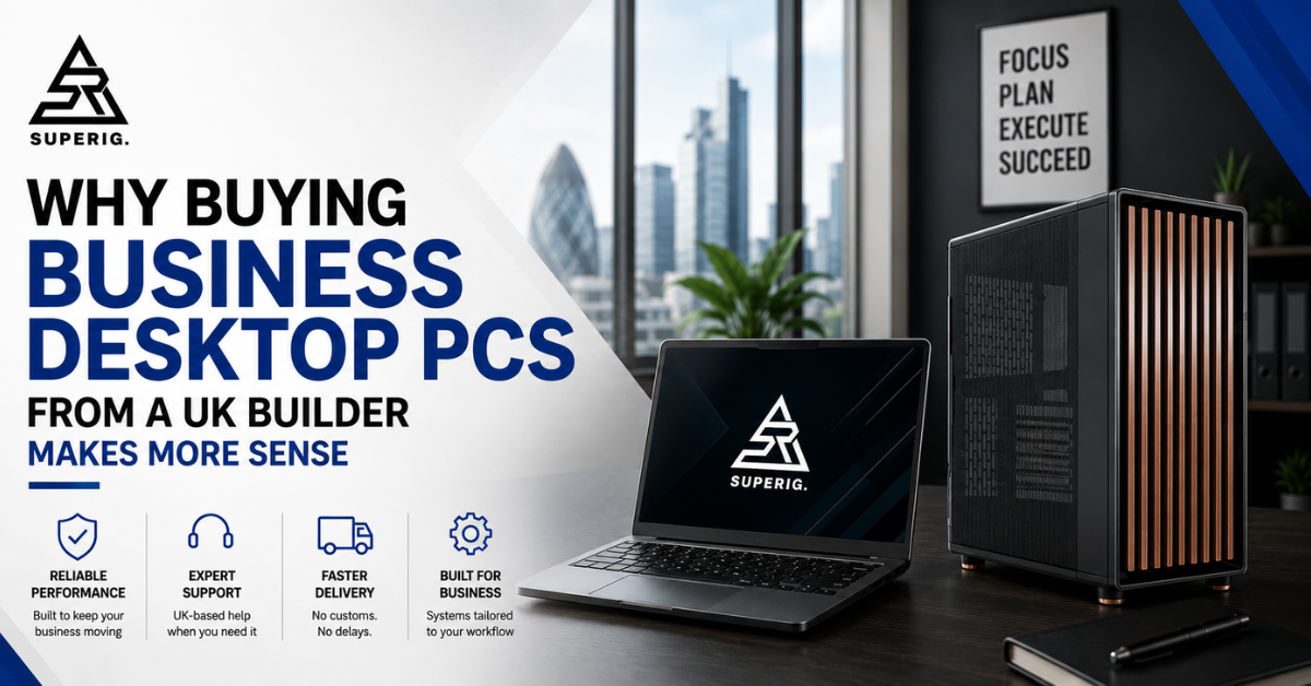 Best Business Desktop PCs UK from SUPERIG, featuring a professional desktop PC designed for reliable business performance.